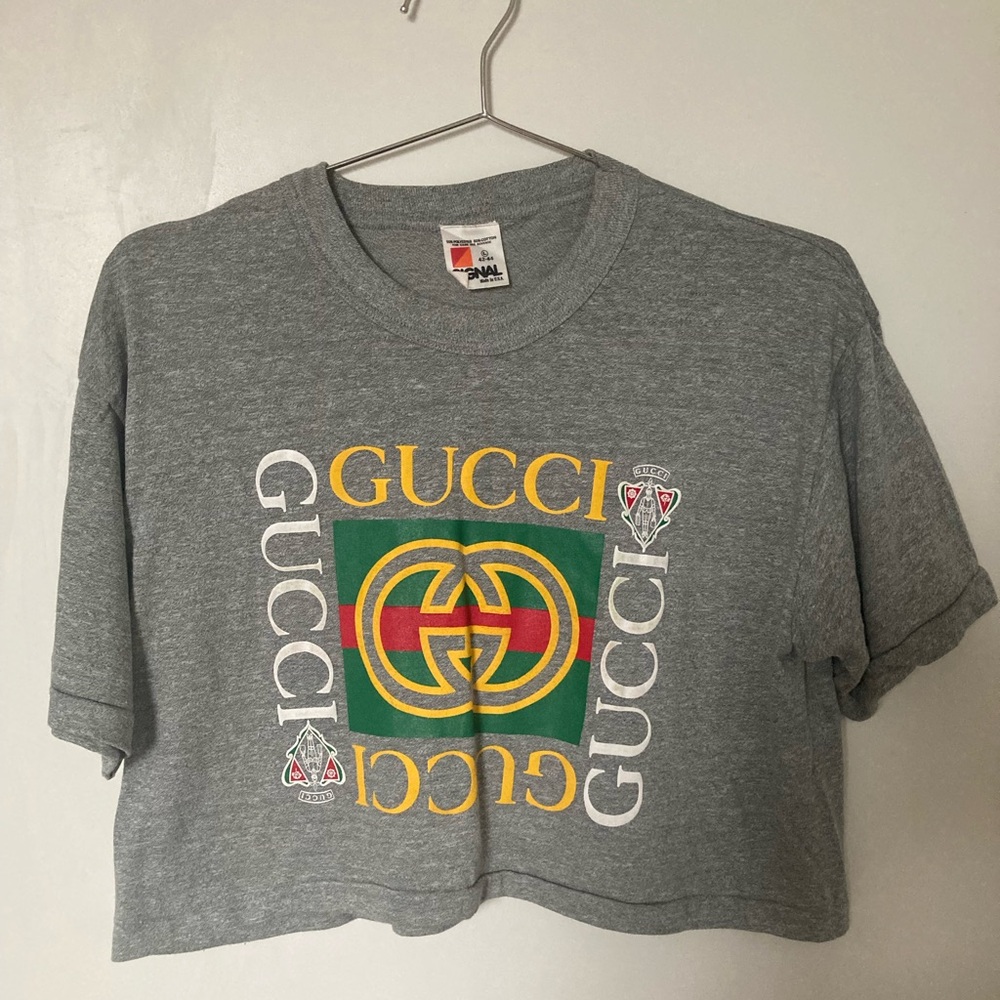 Vintage cropped tee with Gucci screen print